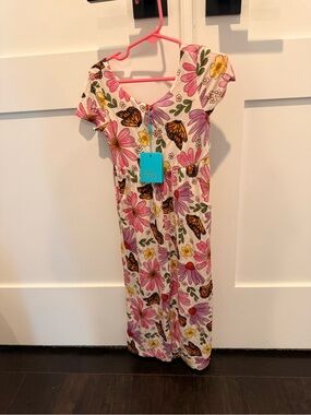 Posh Peanut Pink Floral & Butterfly Romper